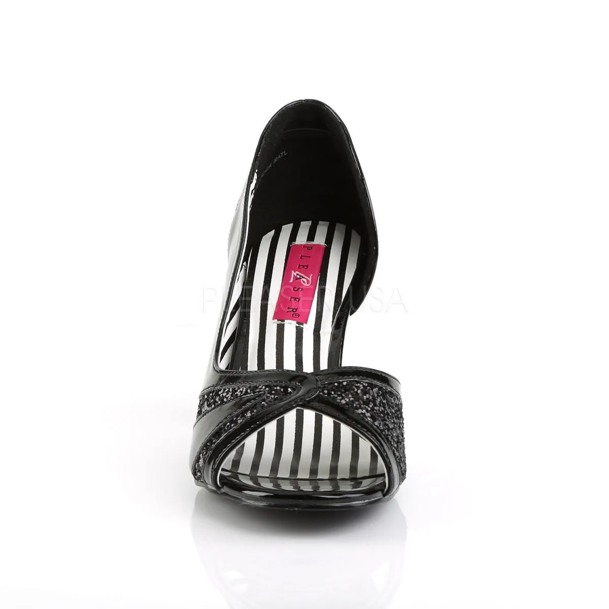 3 Inch Heel JENNA-03 Black Pat-Black Glitter