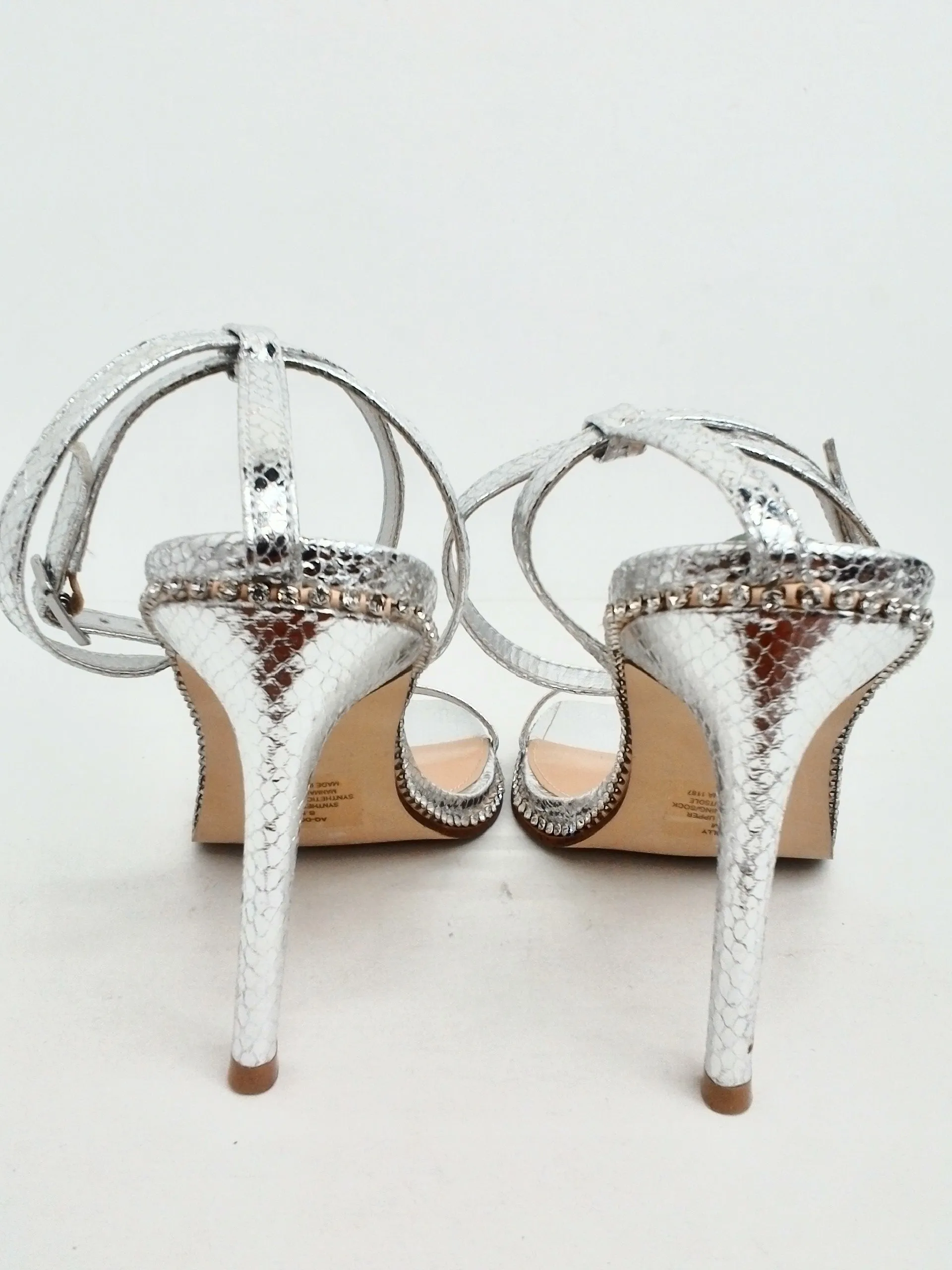 Aqua Women's Dolly Silver Heeled Sandals Size 8.5 M