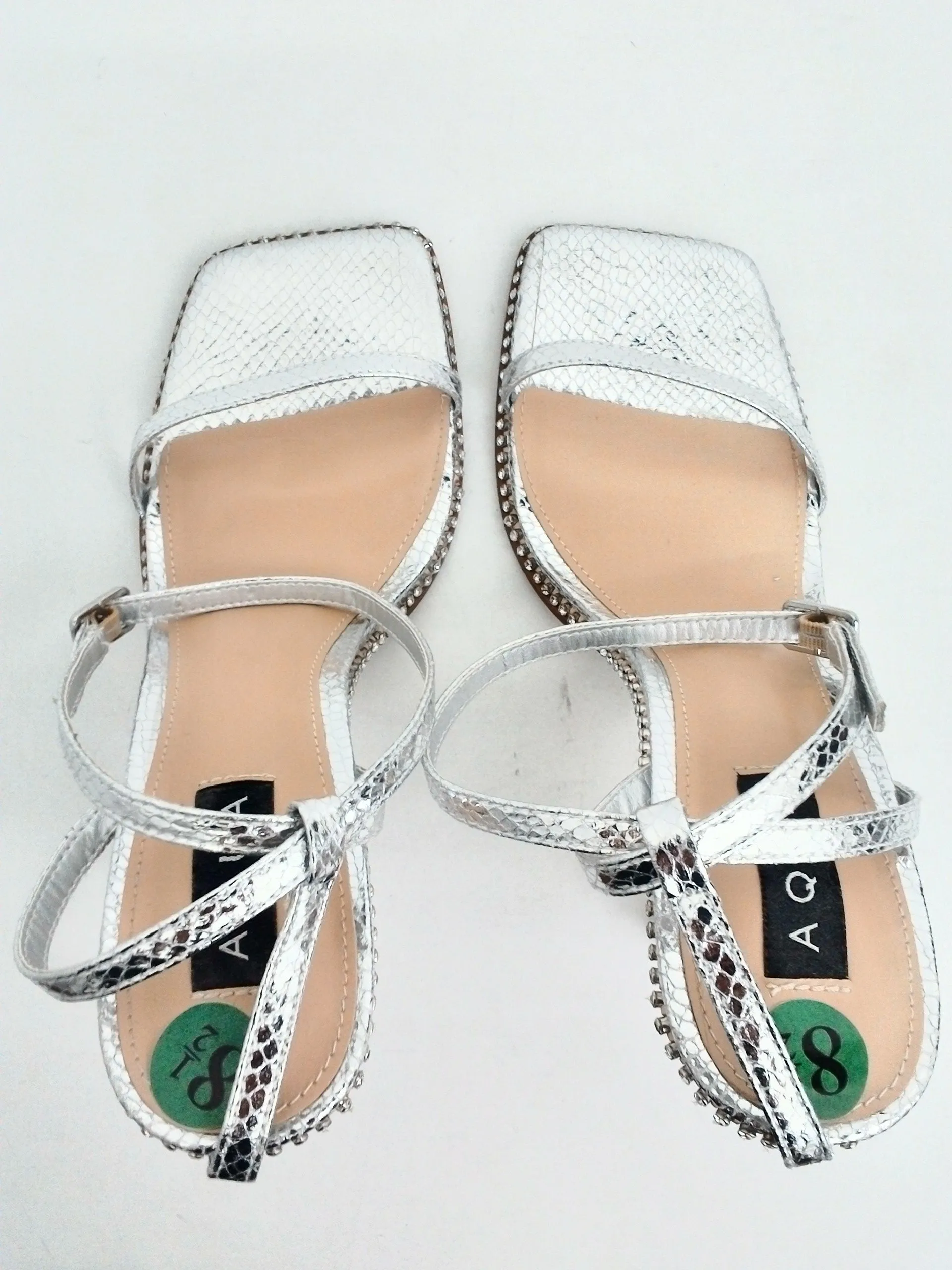 Aqua Women's Dolly Silver Heeled Sandals Size 8.5 M