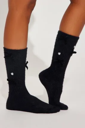 Be My Sweetie Cozy Socks - Black