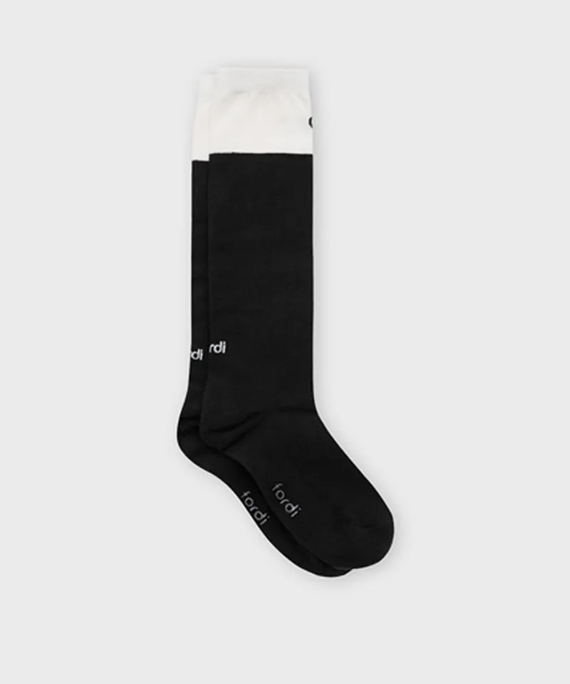 FORDI Color block Symbol Knee Socks - Black/White