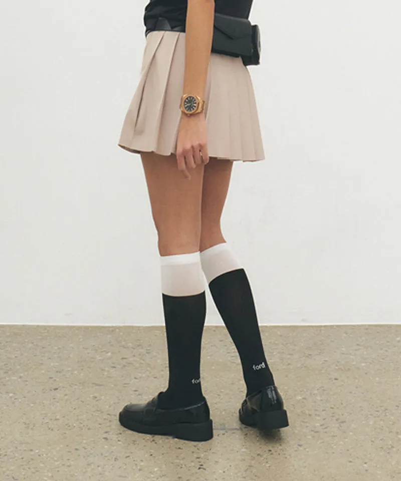 FORDI Color block Symbol Knee Socks - Black/White