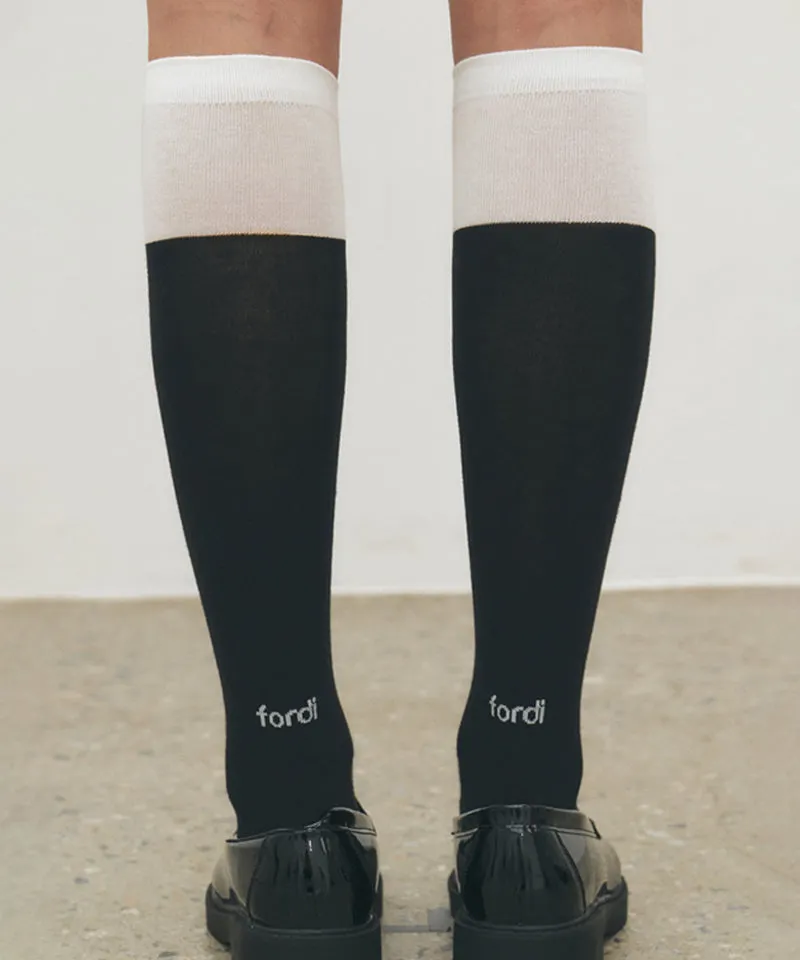 FORDI Color block Symbol Knee Socks - Black/White