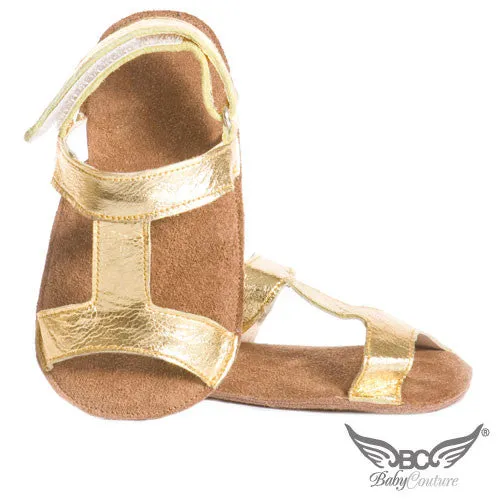 Gold T Strap Sandals