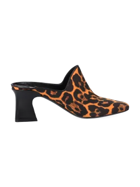 leopard-print square-toe mules