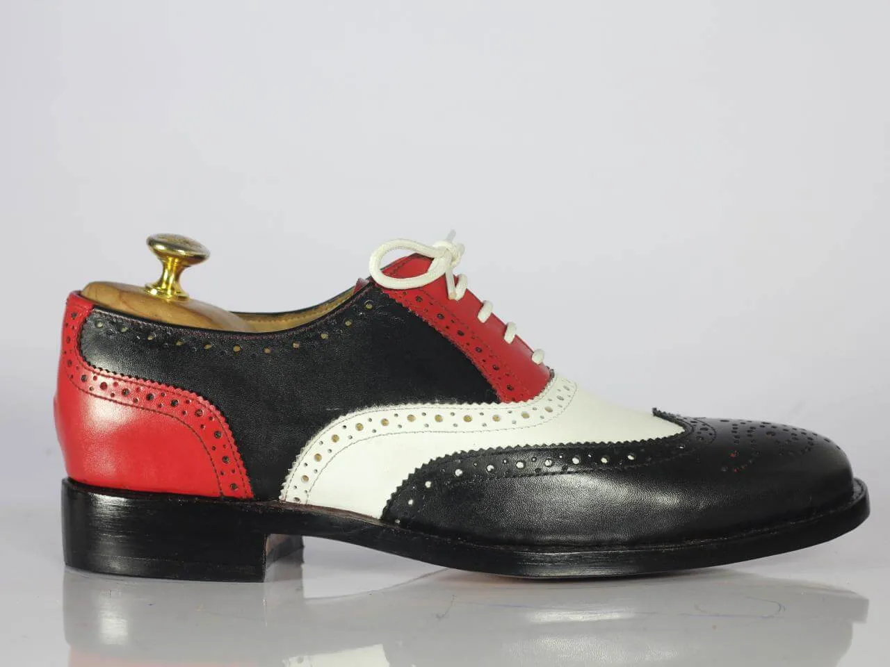 Men's Handmade Multi Color Wing Tip Brogue Shoes, Men Leather Lace Up Shoes
