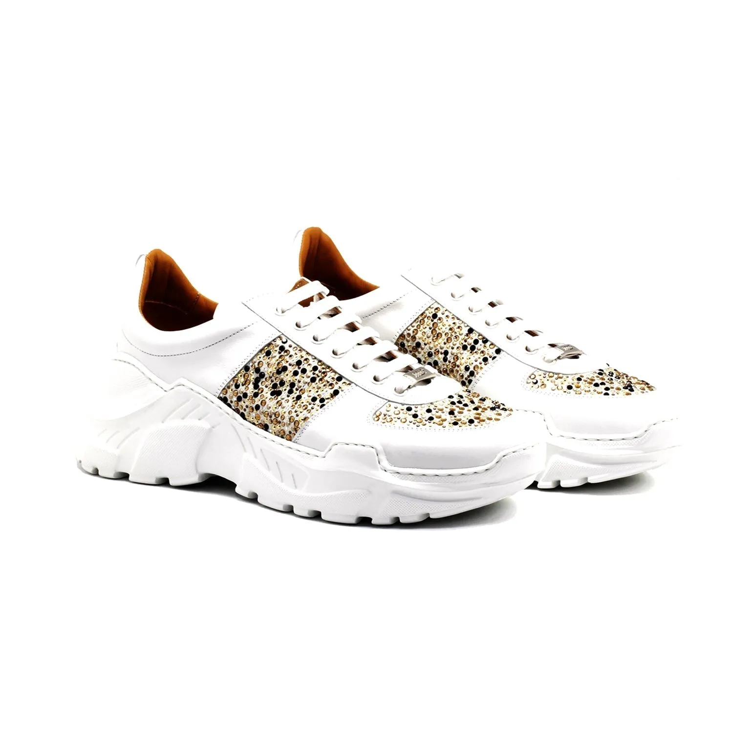 Mister Katea 39190 Men's Shoes White Suede / Calf-Skin Leather Sneakers (MIS1135)