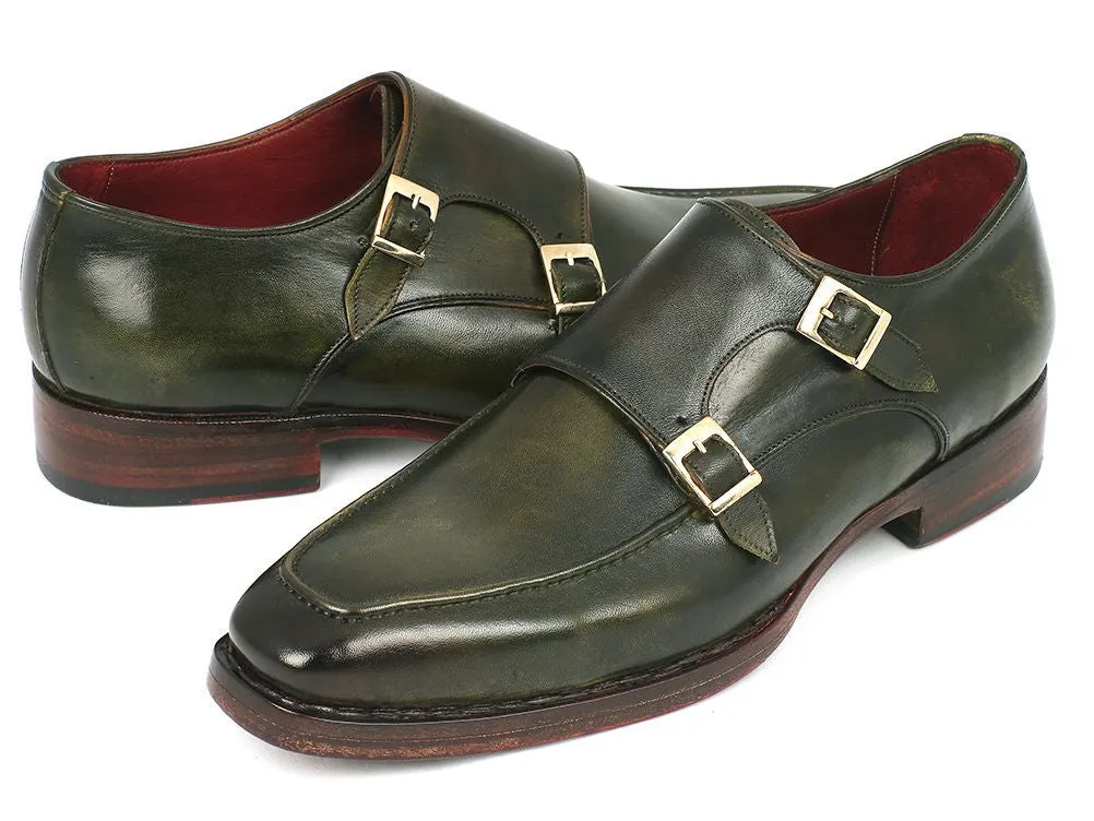 Paul Parkman Green Double Monkstrap Shoes