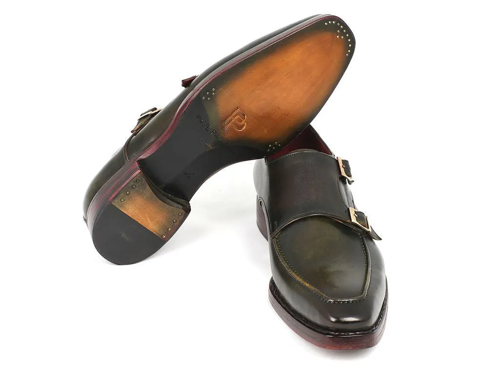 Paul Parkman Green Double Monkstrap Shoes
