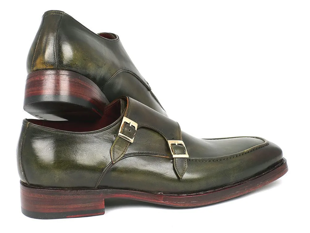 Paul Parkman Green Double Monkstrap Shoes