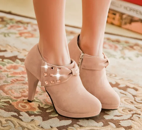 Rhinestone Zip Platform High Heel Shoes Woman 9665